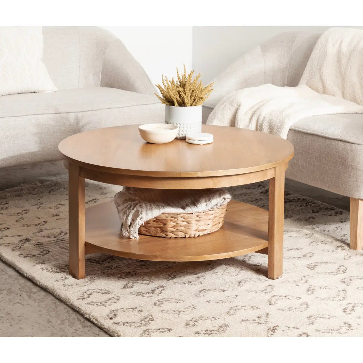 Foxford Round Wood Coffee Table - kateandlaurel