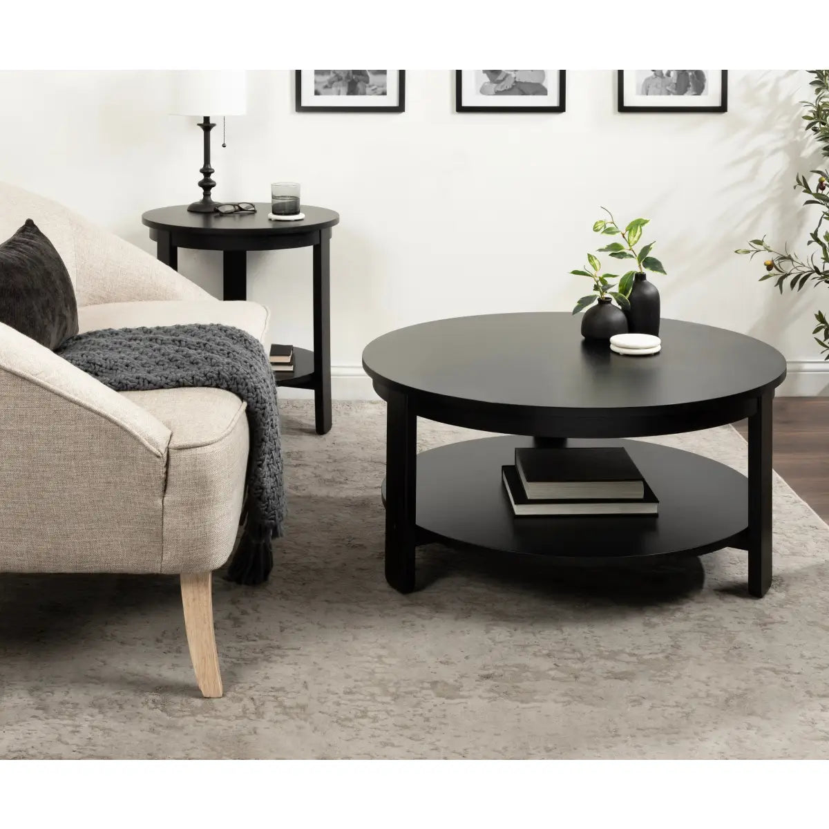 Foxford Round Wood Coffee Table - kateandlaurel