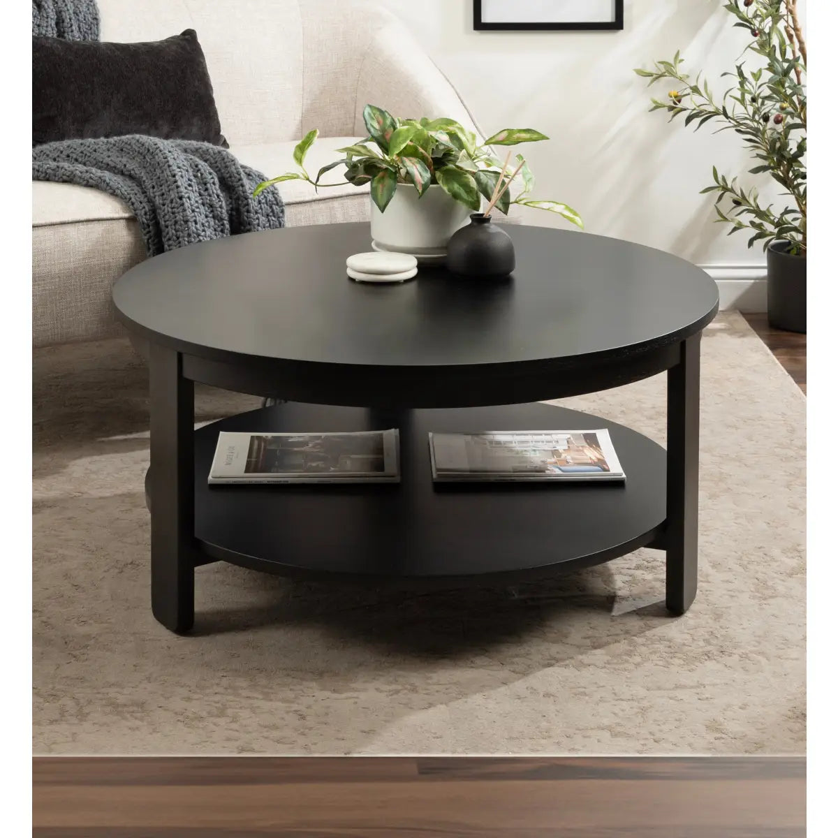 Foxford Round Wood Coffee Table - kateandlaurel