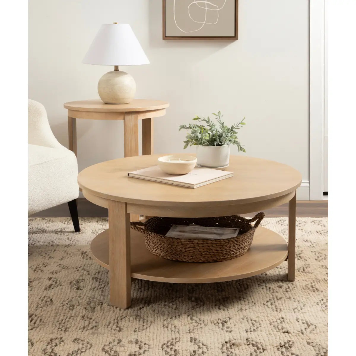 Foxford Round Wood Coffee Table - kateandlaurel