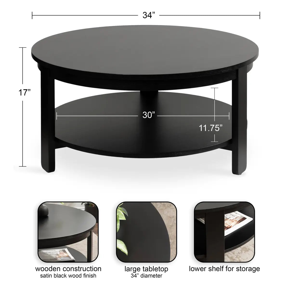 Foxford Round Wood Coffee Table - kateandlaurel