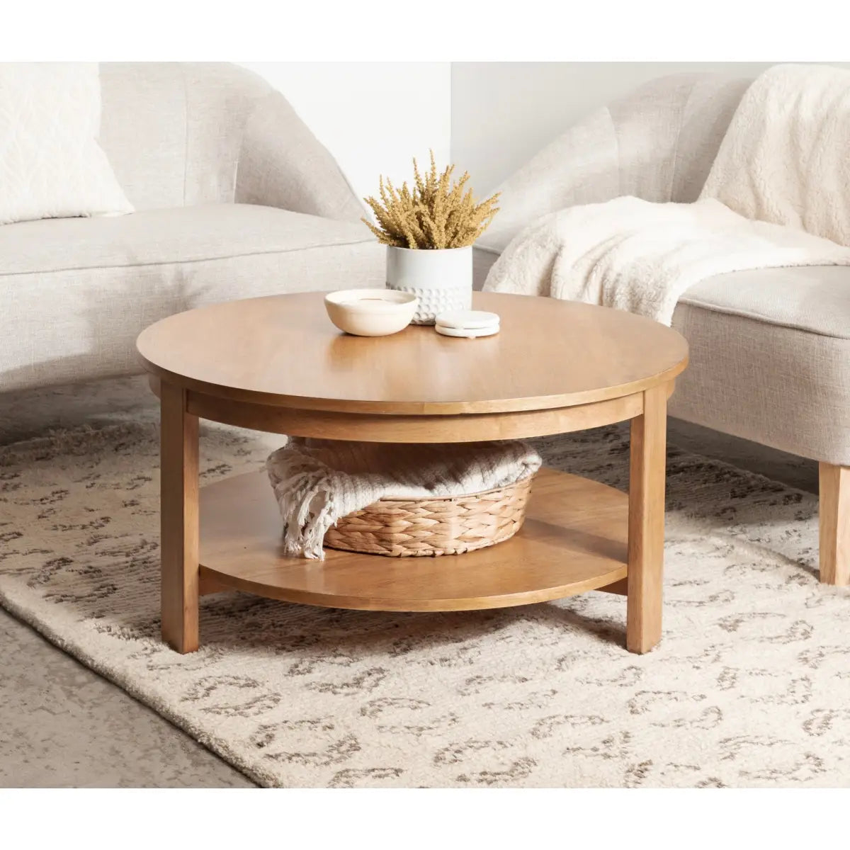 Foxford Round Wood Coffee Table - kateandlaurel