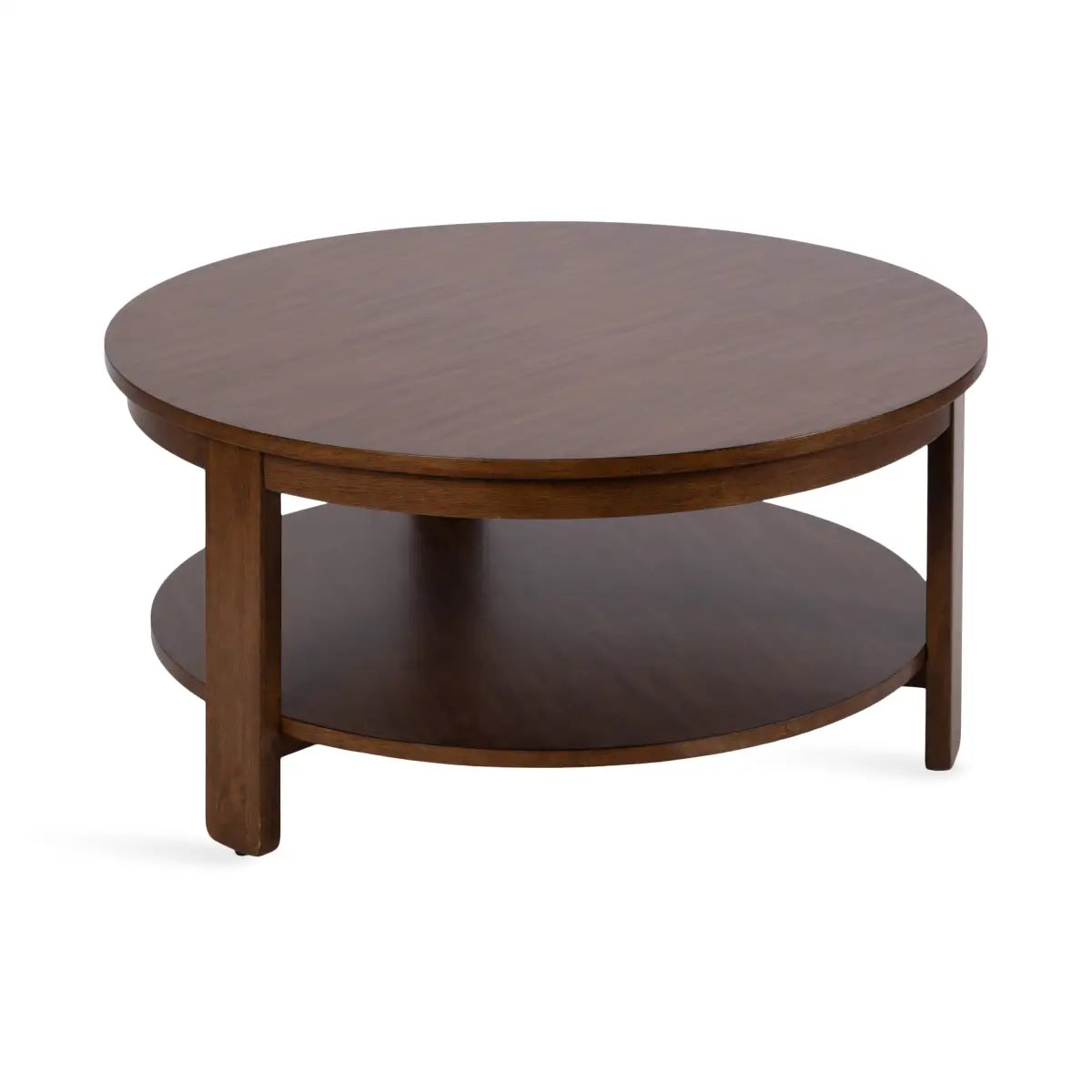 Foxford Round Wood Coffee Table - Walnut Brown - kateandlaurel