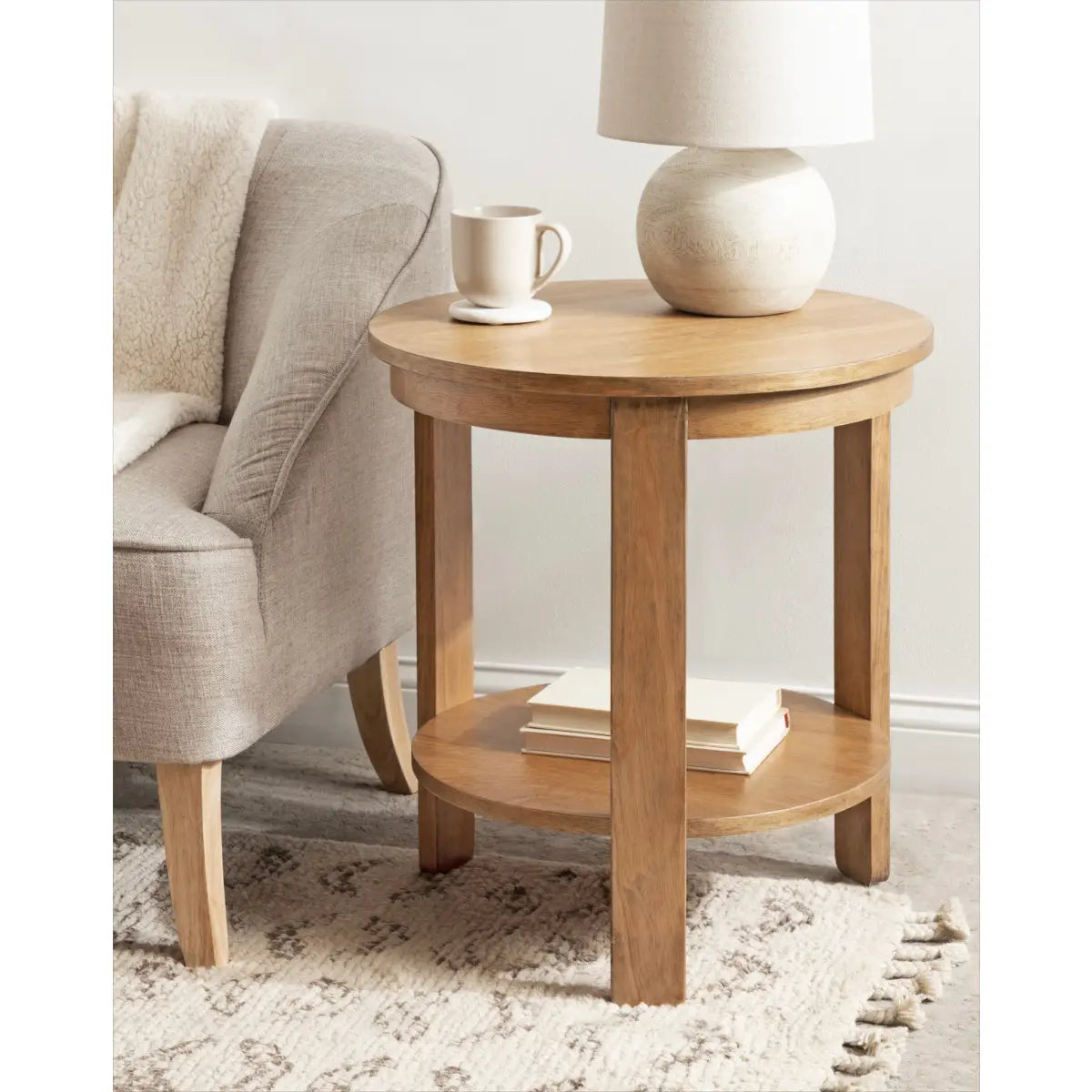 Foxford Side or End Table - Round Wood - kateandlaurel