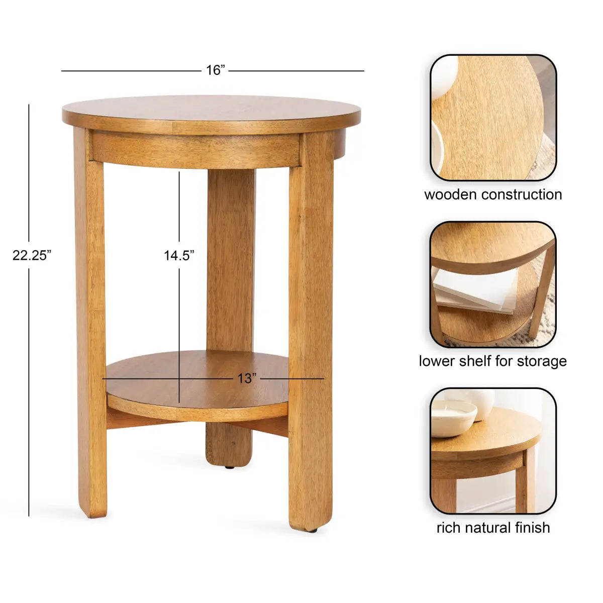 Foxford Side or End Table - Round Wood - kateandlaurel