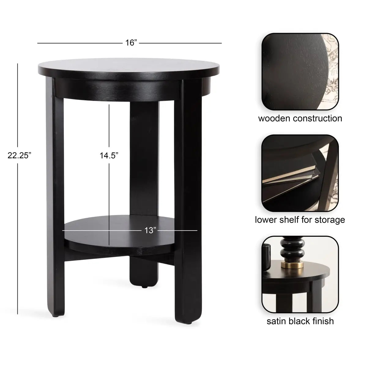 Foxford Side or End Table - Round Wood - kateandlaurel