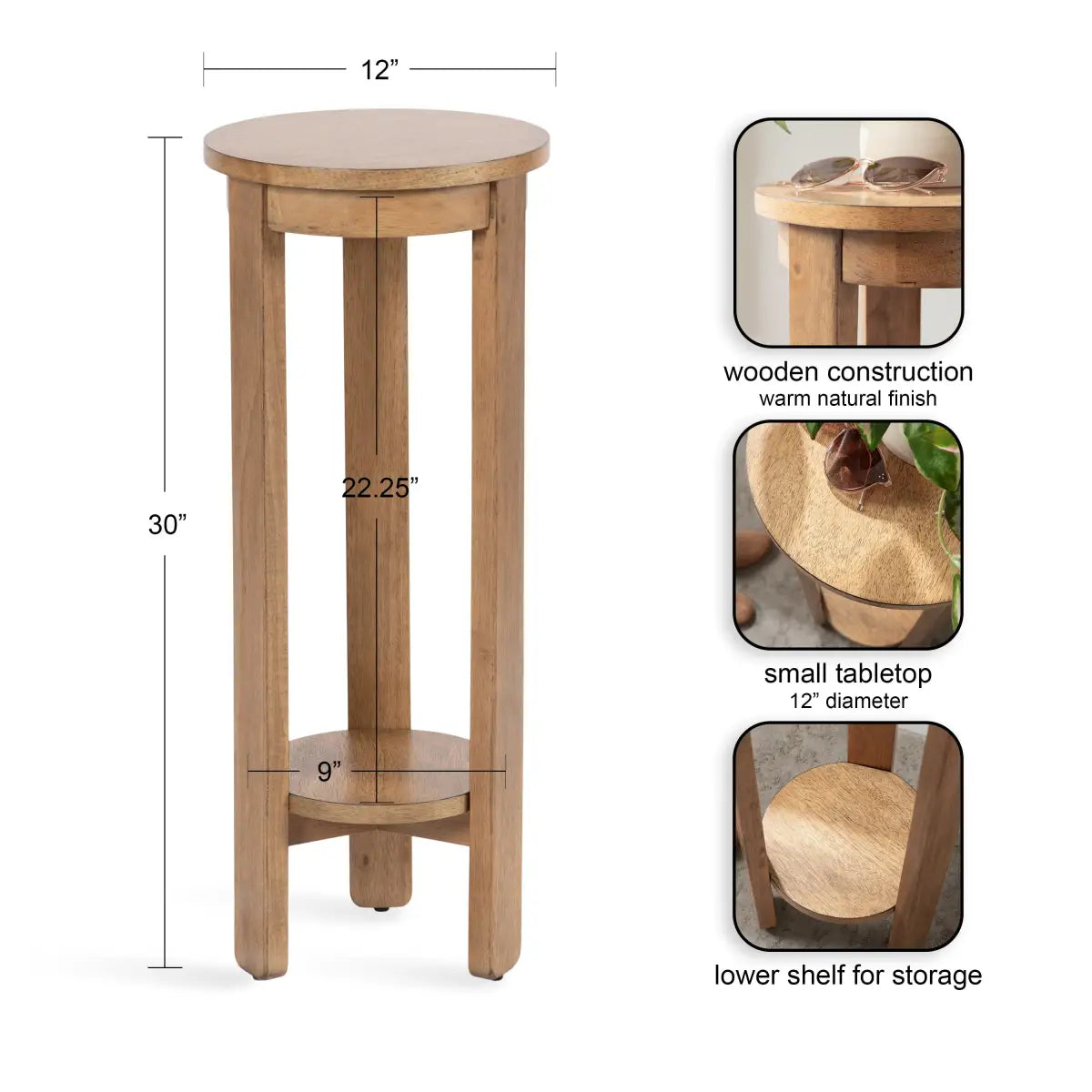 Foxford Side or End Table - Round Wood - kateandlaurel