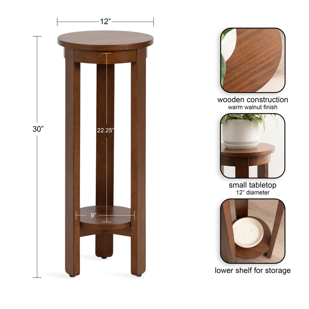 Foxford Side or End Table - Round Wood - kateandlaurel
