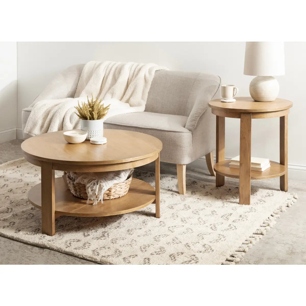 Foxford Side or End Table - Round Wood - kateandlaurel