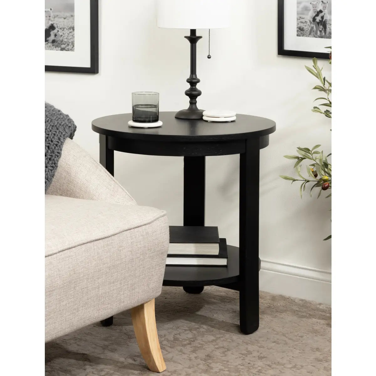 Foxford Side or End Table - Round Wood - kateandlaurel