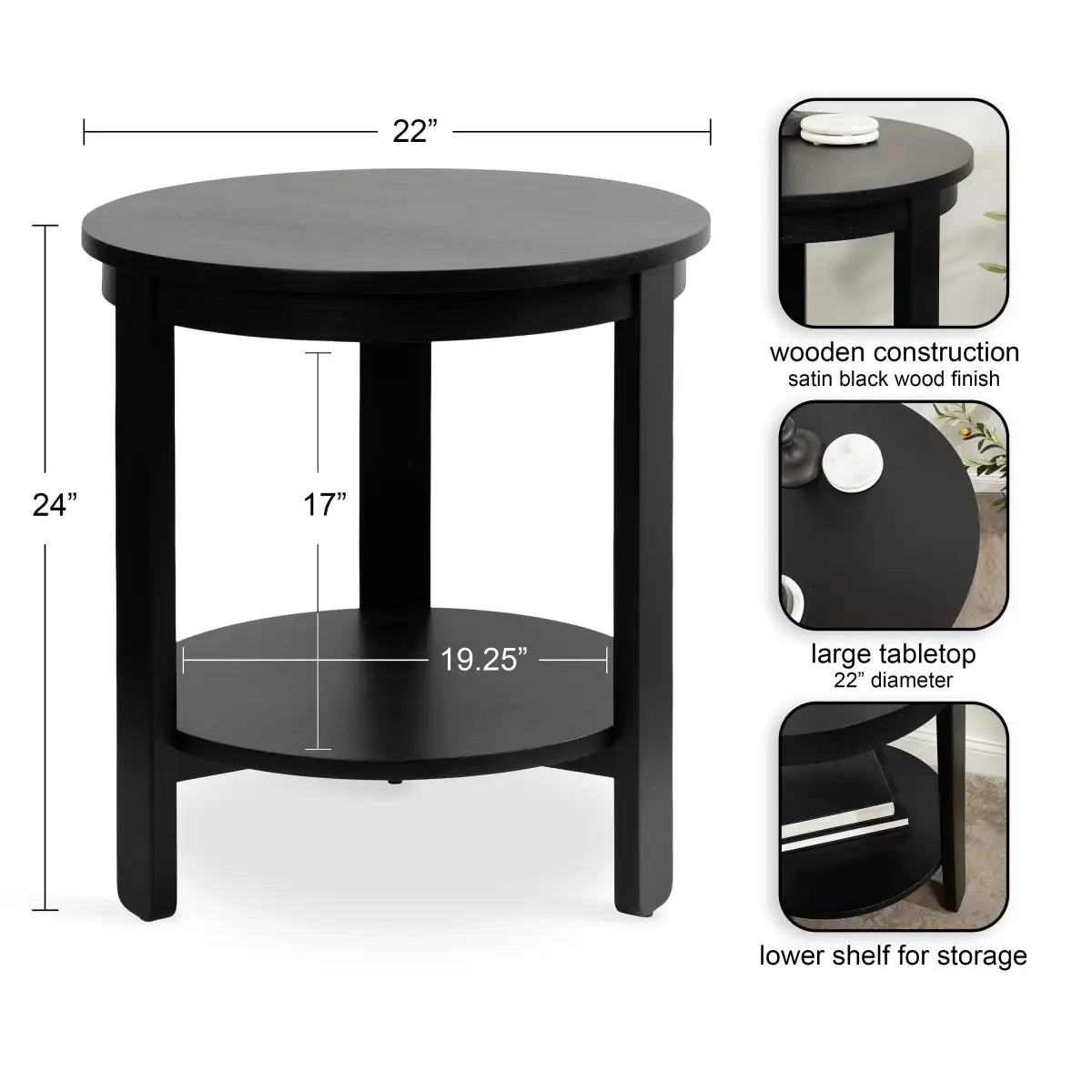 Foxford Side or End Table - Round Wood - kateandlaurel