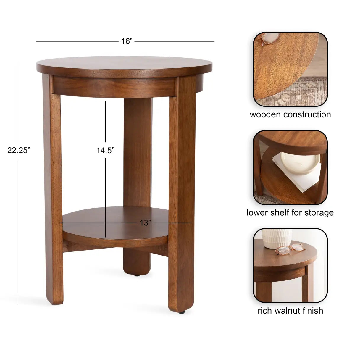 Foxford Side or End Table - Round Wood - kateandlaurel