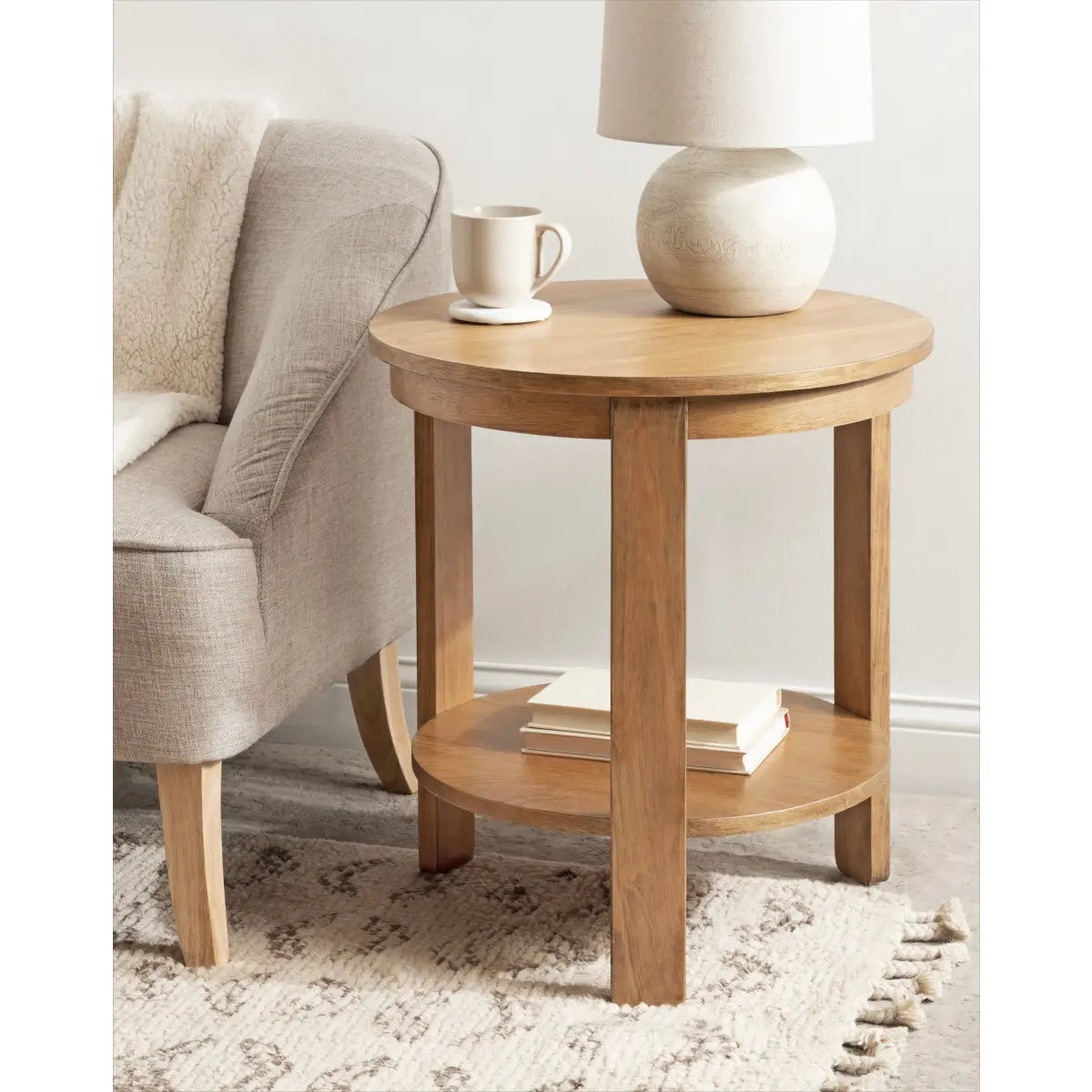Foxford Side or End Table - Round Wood - kateandlaurel