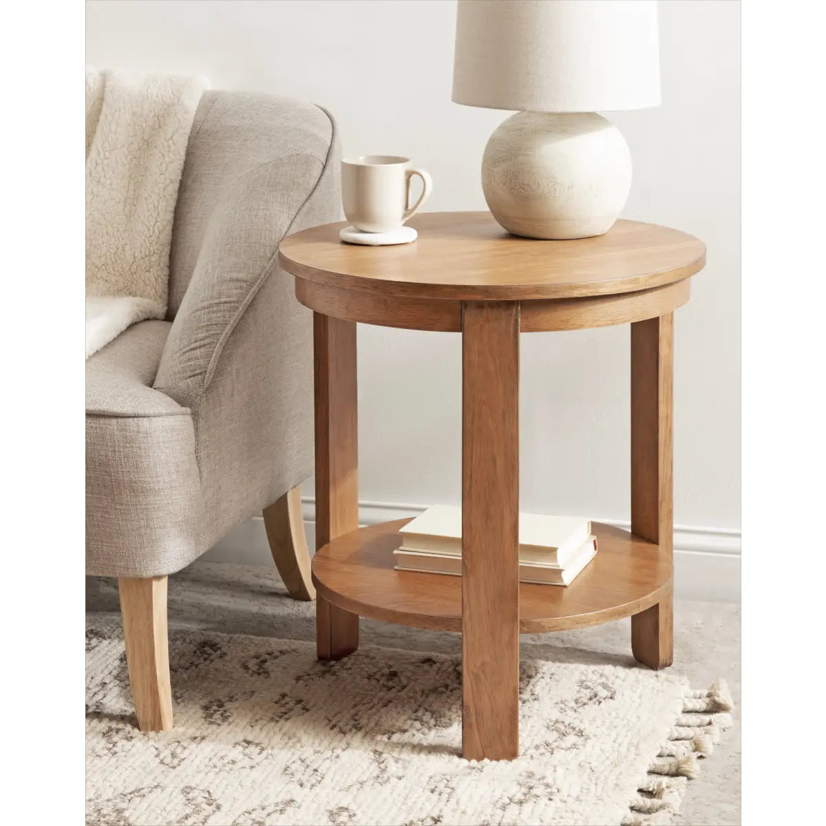 Foxford Side or End Table - Round Wood - kateandlaurel