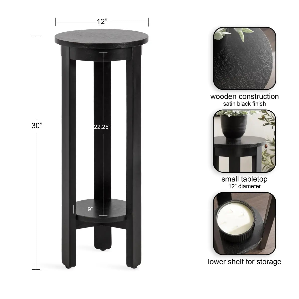 Foxford Side or End Table - Round Wood - kateandlaurel