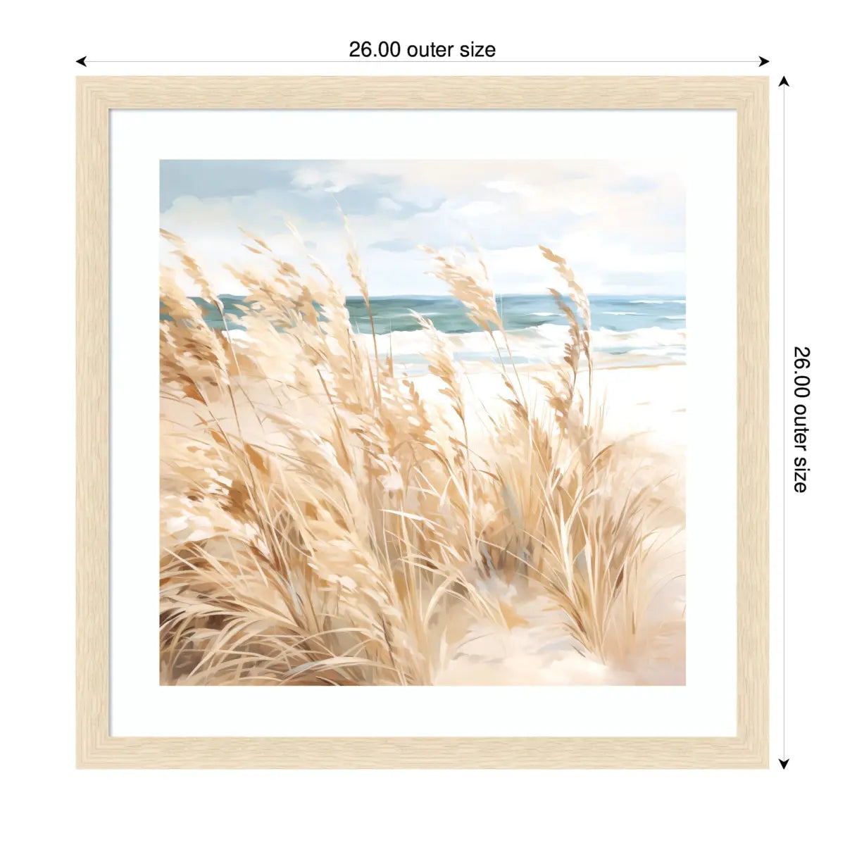 Framed Art - Beige Beach Grass Near Traquil Beach - kateandlaurel