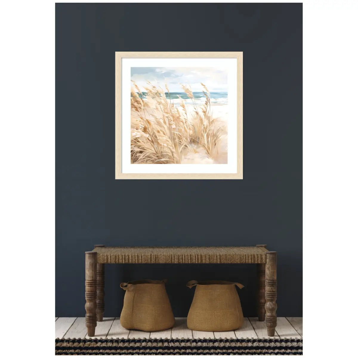 Framed Art - Beige Beach Grass Near Traquil Beach - kateandlaurel