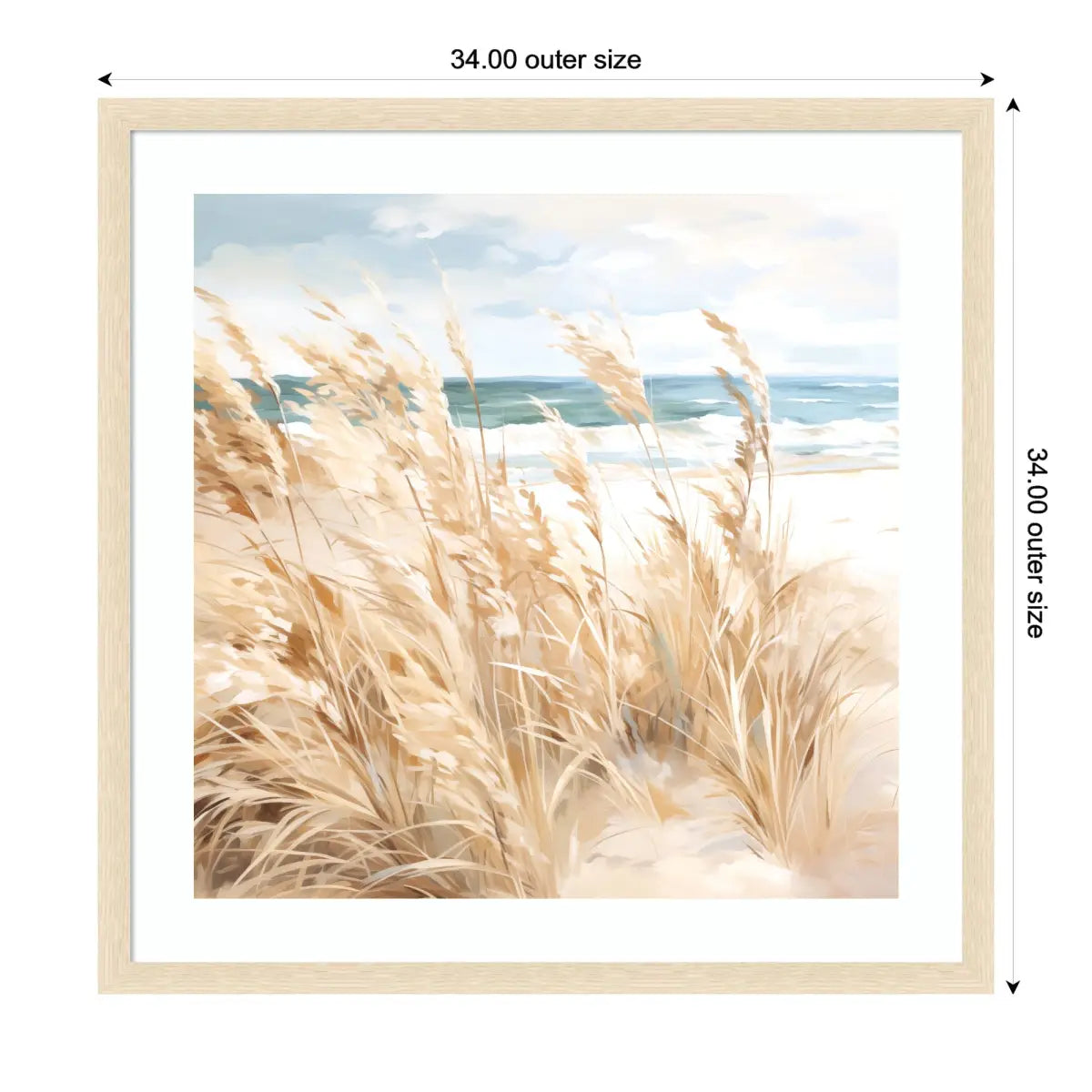 Framed Art - Beige Beach Grass Near Traquil Beach - kateandlaurel