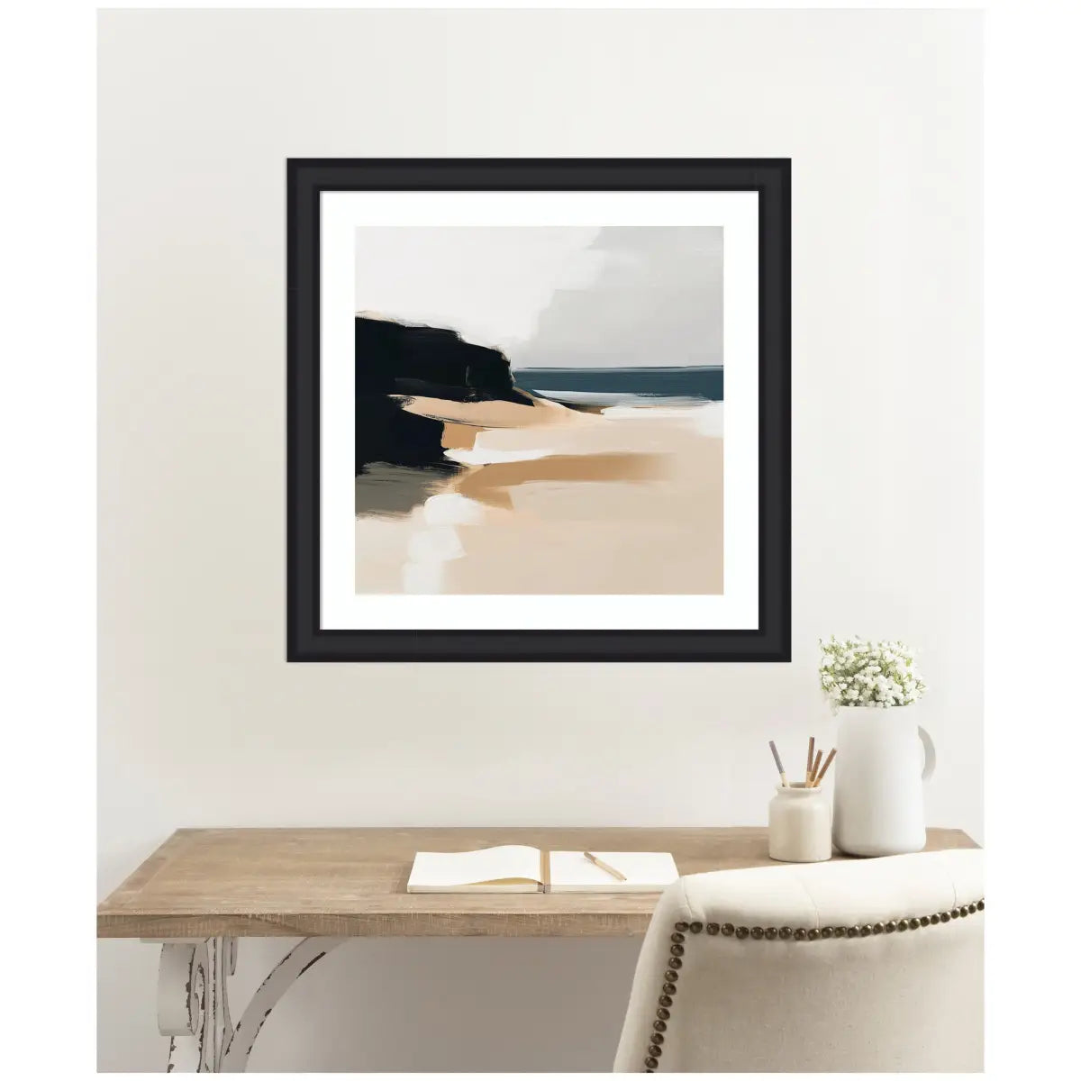 Framed Art Coastal Sand Modern Abstract Landscape - kateandlaurel