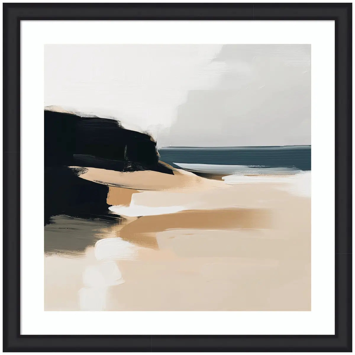 Framed Art Coastal Sand Modern Abstract Landscape - 35x35 - kateandlaurel