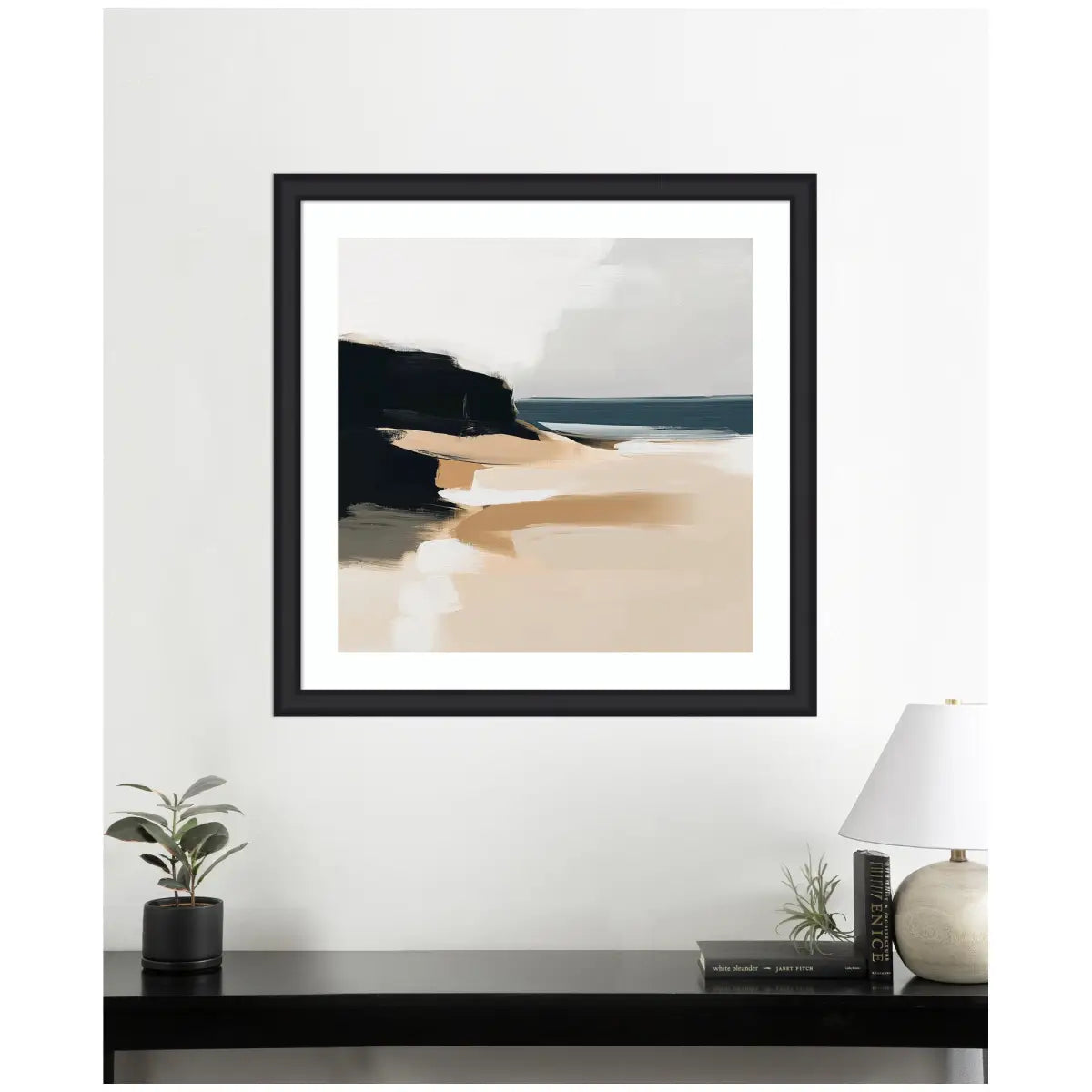 Framed Art Coastal Sand Modern Abstract Landscape - kateandlaurel