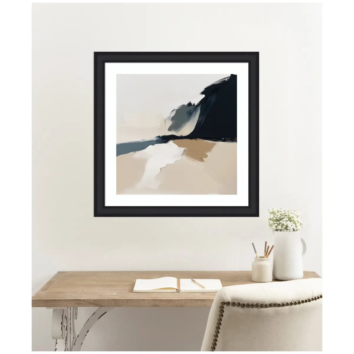 Framed Art Coastal Sand Modern Abstract Landscape II - kateandlaurel