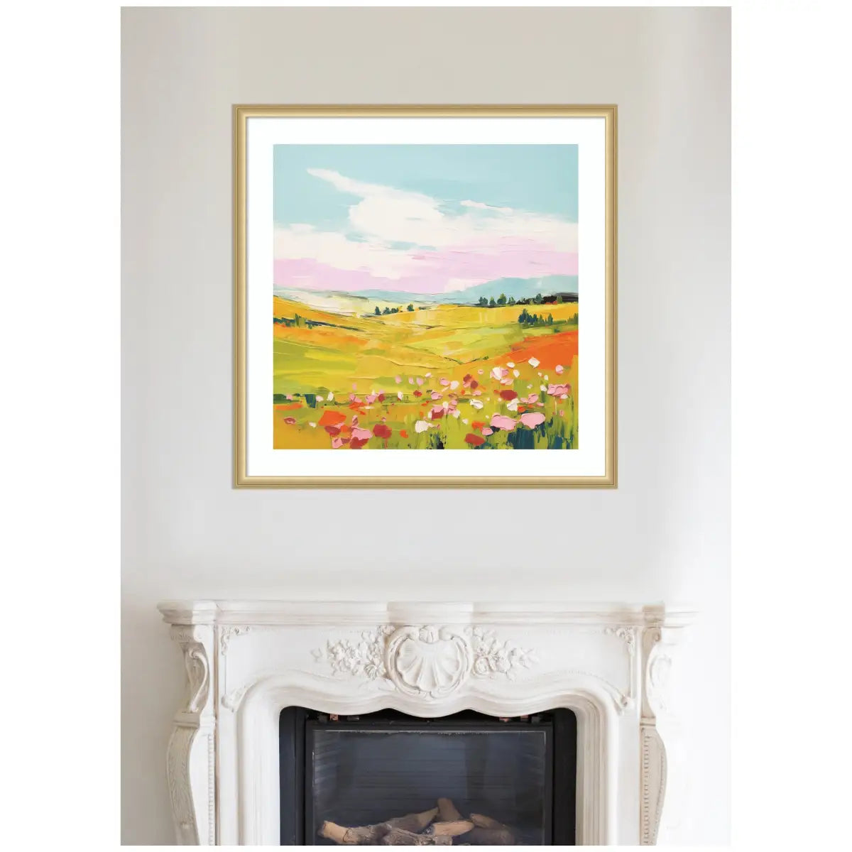 Framed Art Colorful Meadow Landscape - kateandlaurel