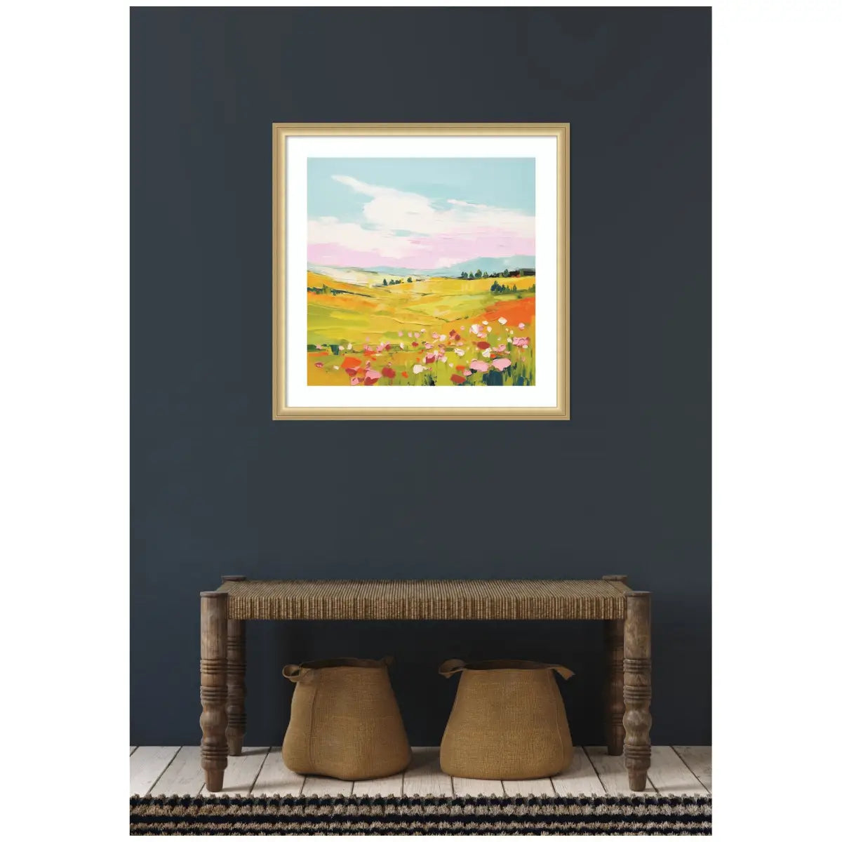 Framed Art Colorful Meadow Landscape - kateandlaurel