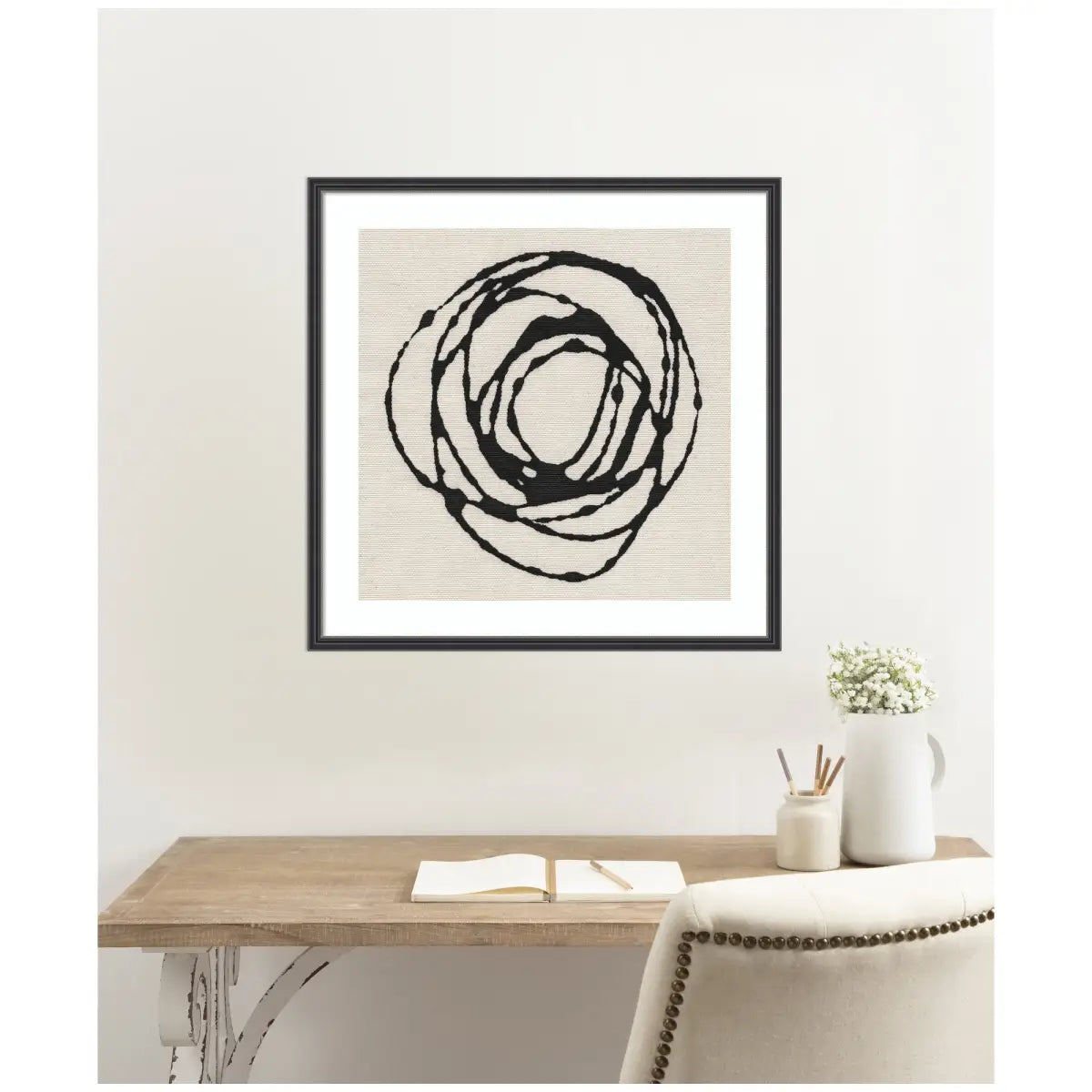 Framed Art Flowing Circle Abstract - kateandlaurel