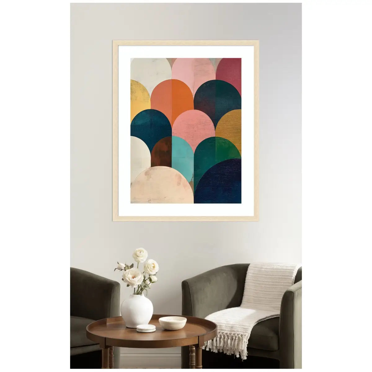 Framed Art Minimalist Geometric Abstract Jewel Tone - kateandlaurel
