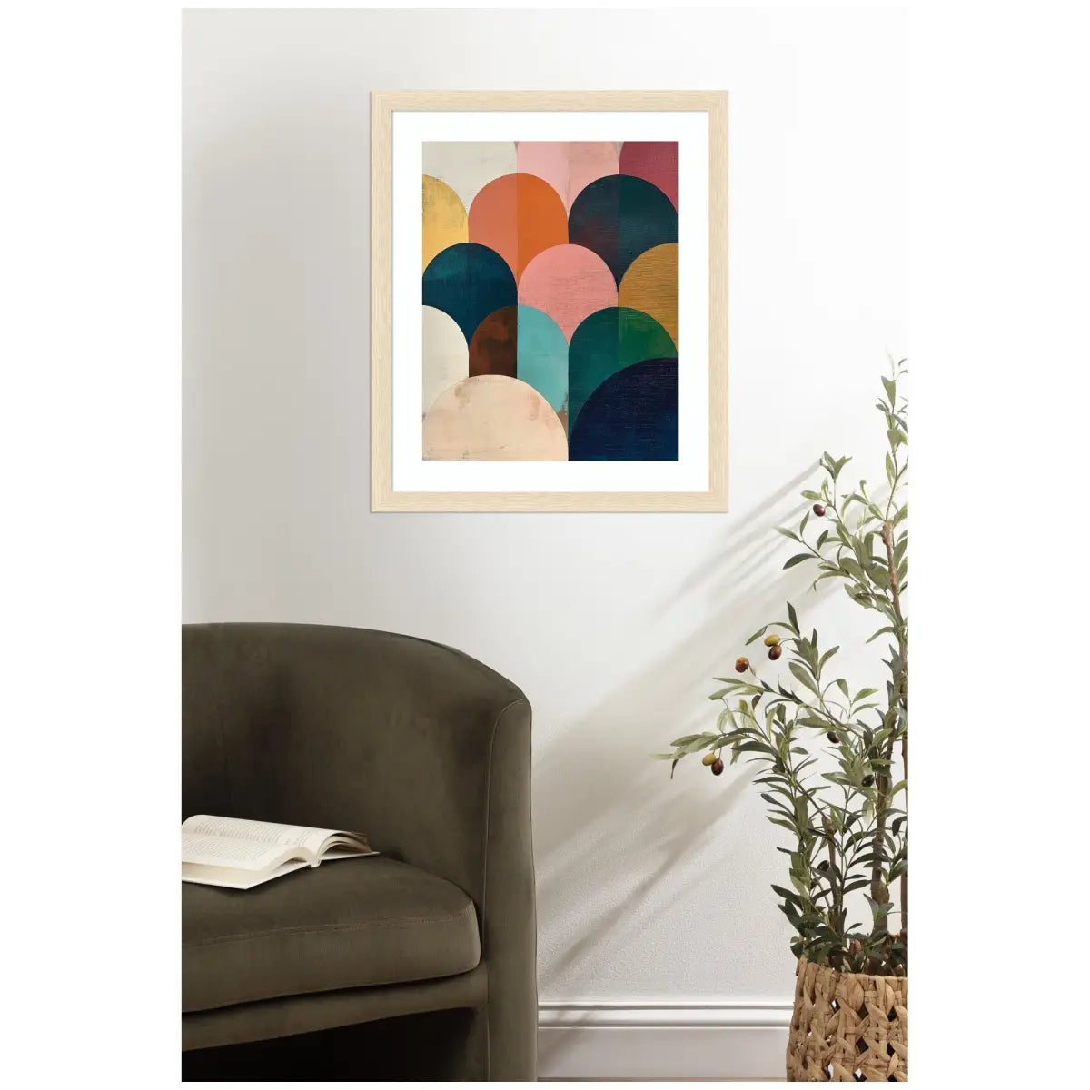 Framed Art Minimalist Geometric Abstract Jewel Tone - kateandlaurel