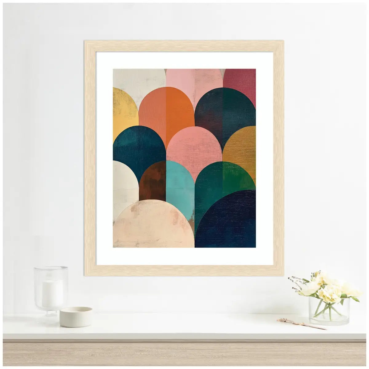 Framed Art Minimalist Geometric Abstract Jewel Tone - kateandlaurel