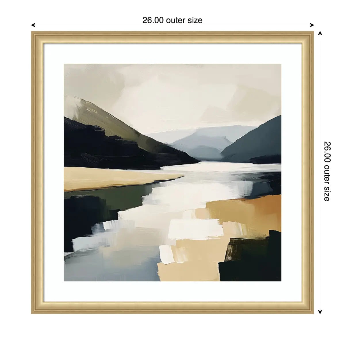 Framed Art Mountain Lake Modern Abstract Landscape - kateandlaurel