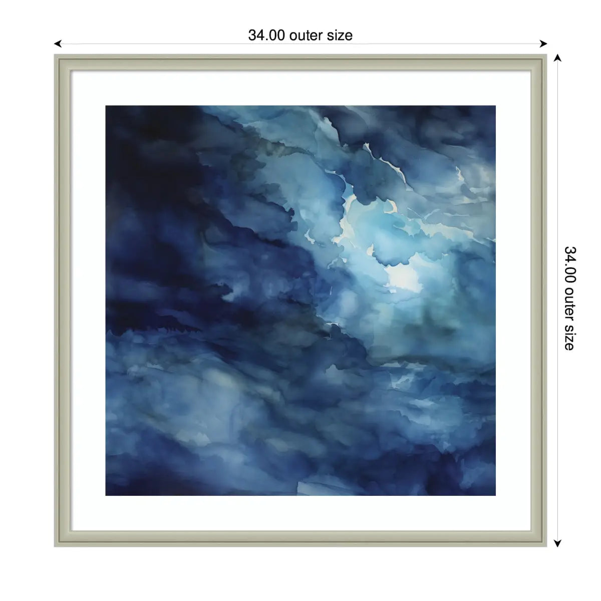 Framed Art Rich Blue Watery Abstract - kateandlaurel