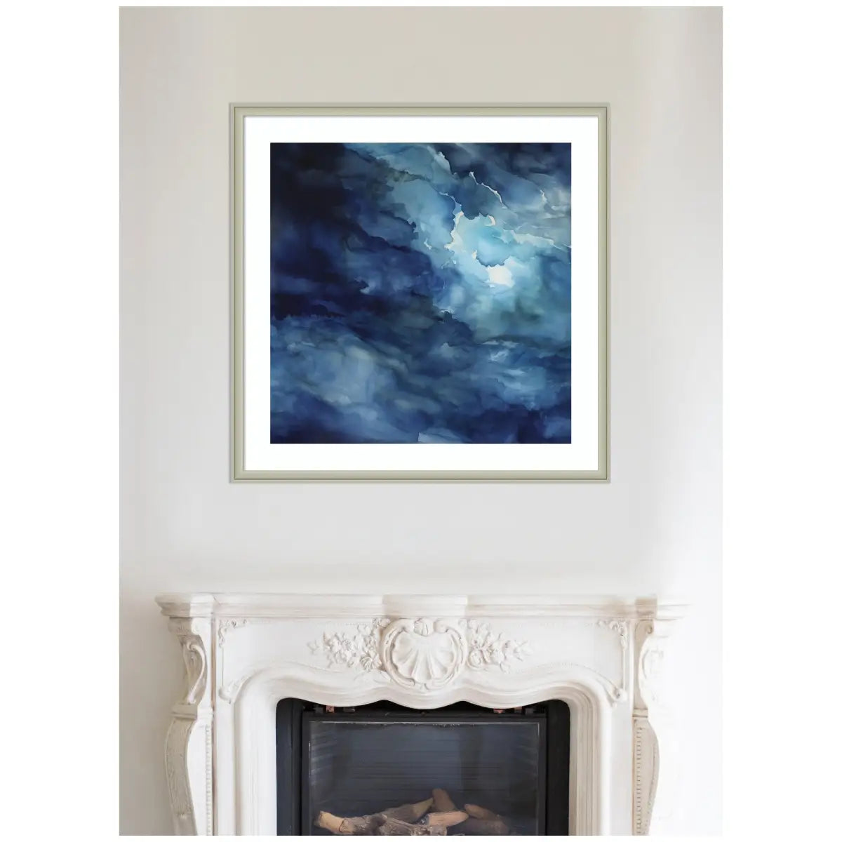 Framed Art Rich Blue Watery Abstract - kateandlaurel