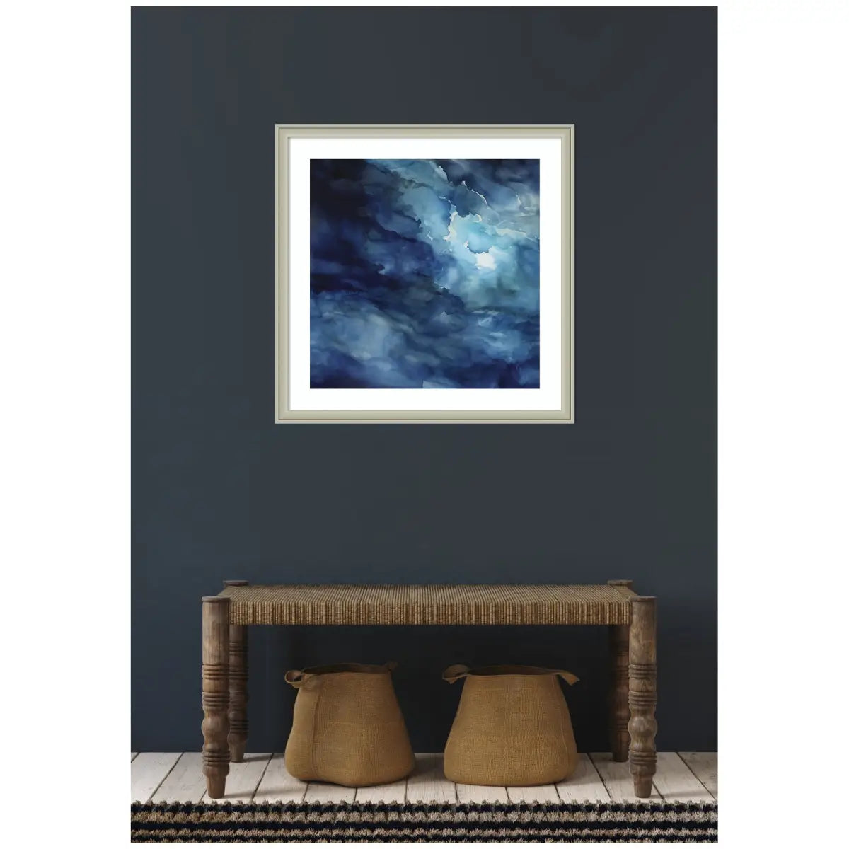 Framed Art Rich Blue Watery Abstract - kateandlaurel