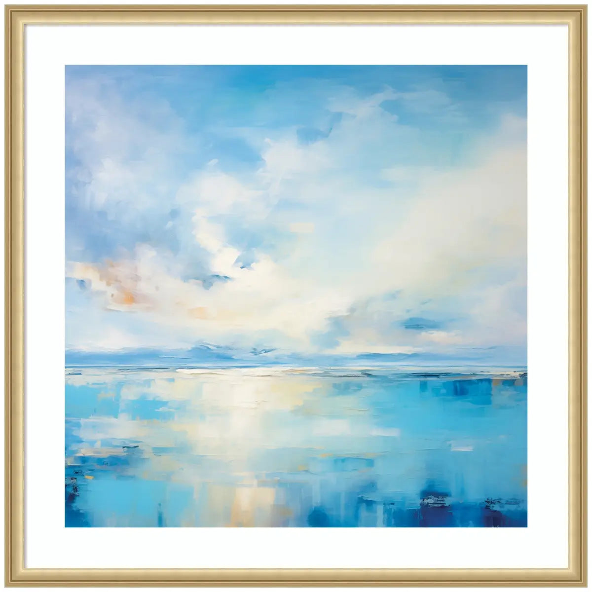Serene Coastal Waters Tranquil Landscape - Framed Art - 34x34 - kateandlaurel