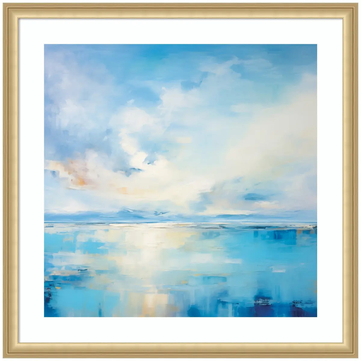 Serene Coastal Waters Tranquil Landscape - Framed Art - 26x26 - kateandlaurel