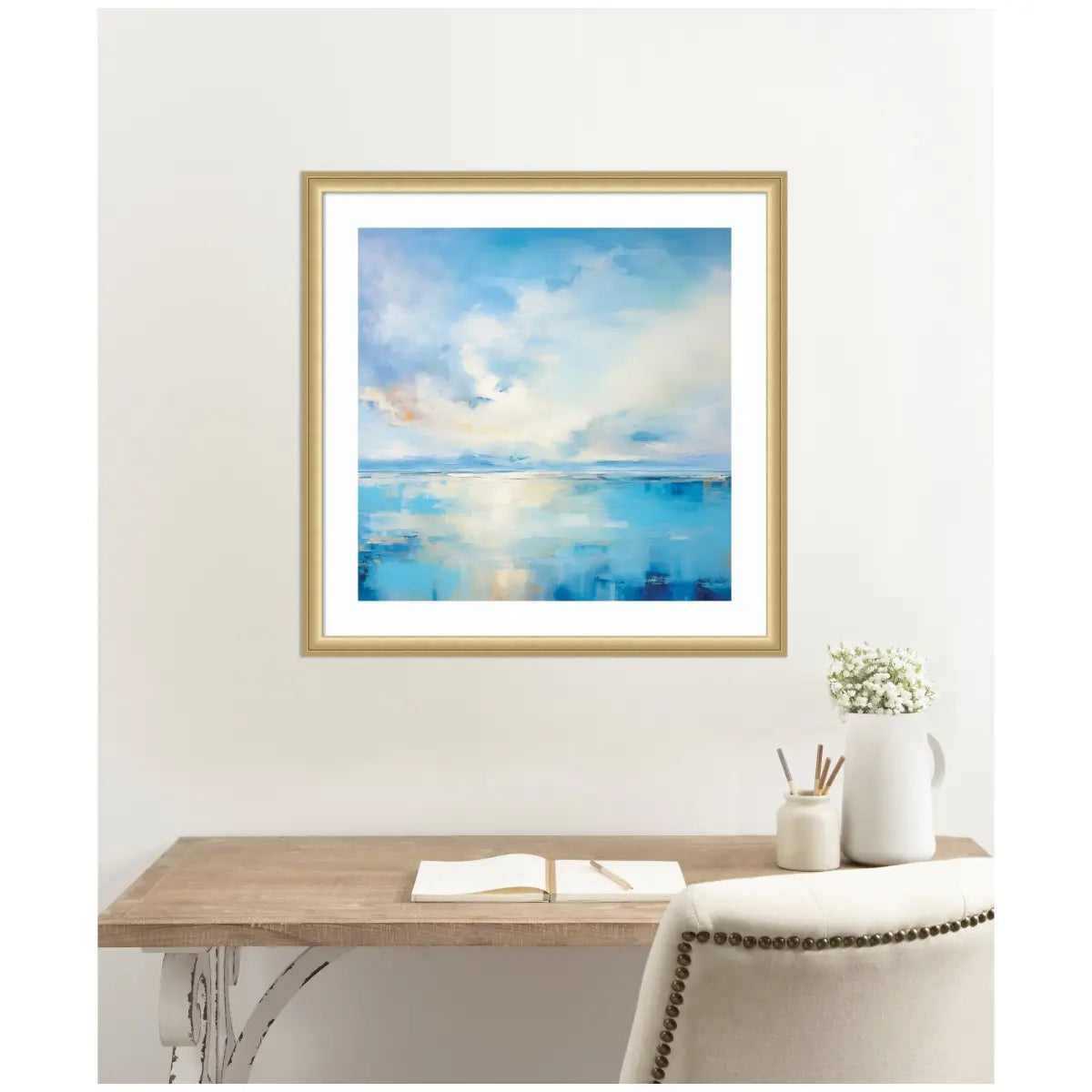 Serene Coastal Waters Tranquil Landscape - Framed Art - kateandlaurel