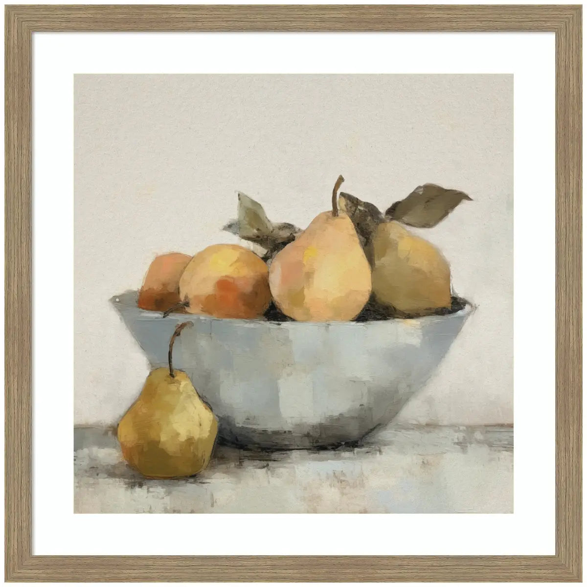 Framed Art Still Life Fruit In A Bowl Vintage Style - 26x26 - kateandlaurel