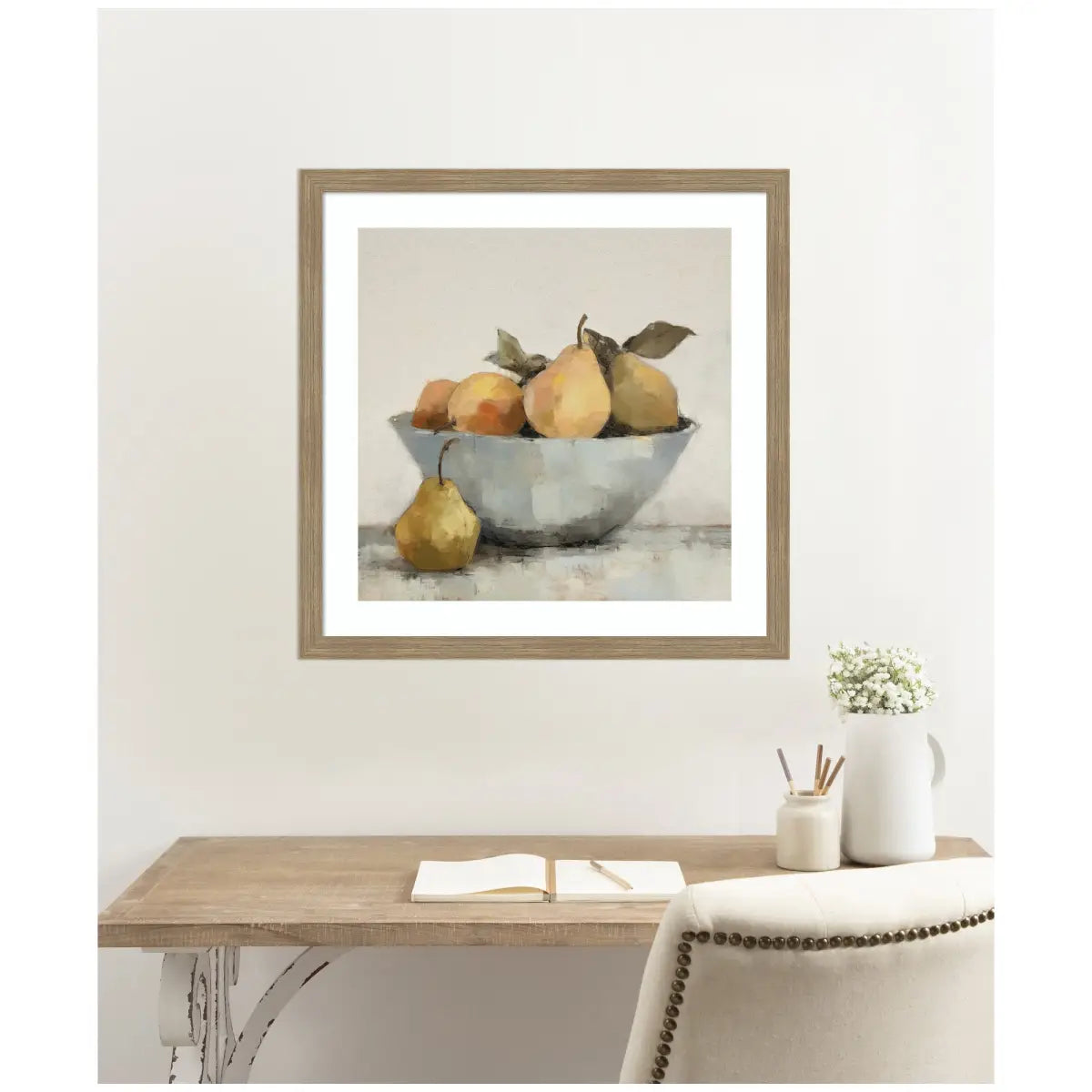 Framed Art Still Life Fruit In A Bowl Vintage Style - kateandlaurel