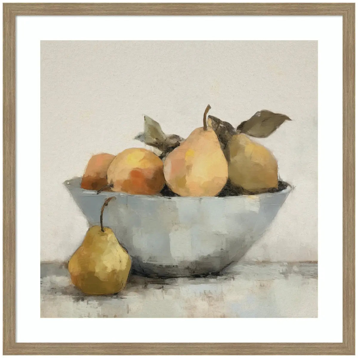 Framed Art Still Life Fruit In A Bowl Vintage Style - 34x34 - kateandlaurel