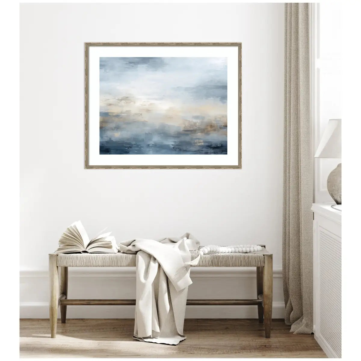 Tonal Abstract Oceanic Nautical Serenity Blue Horizontal - Framed Art - kateandlaurel