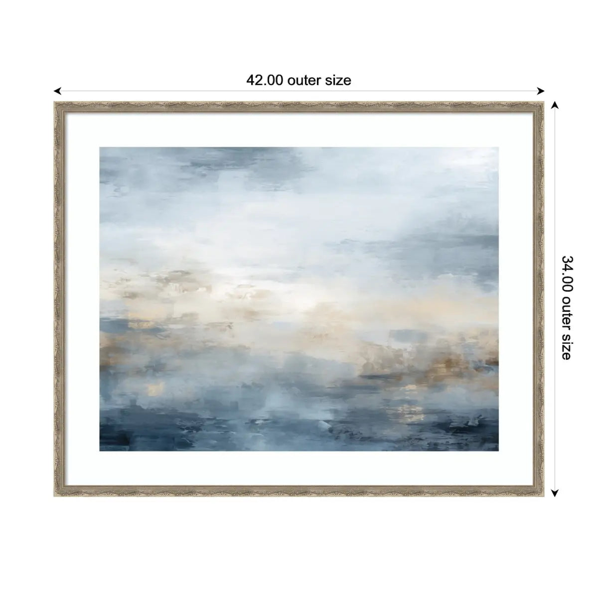 Tonal Abstract Oceanic Nautical Serenity Blue Horizontal - Framed Art - kateandlaurel