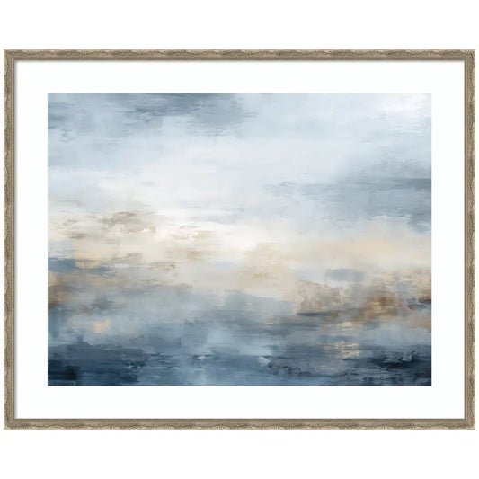 Tonal Abstract Oceanic Nautical Serenity Blue Horizontal - Framed Art - 42x34 - kateandlaurel