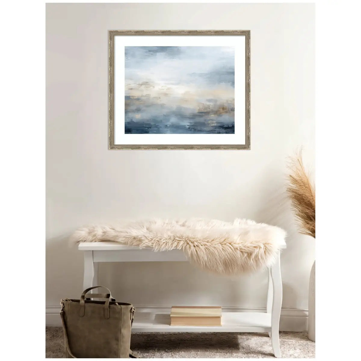 Tonal Abstract Oceanic Nautical Serenity Blue Horizontal - Framed Art - kateandlaurel