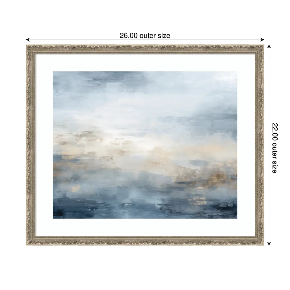 Tonal Abstract Oceanic Nautical Serenity Blue Horizontal - Framed Art - kateandlaurel