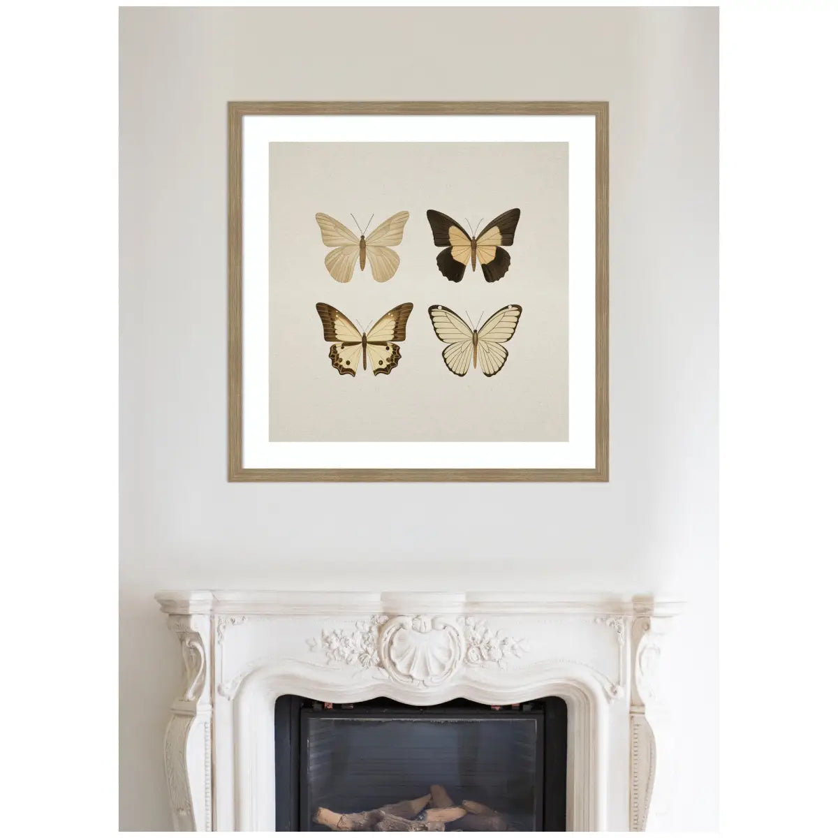 Framed Art - Vintage Style Butterflies in Neutral Tones - kateandlaurel