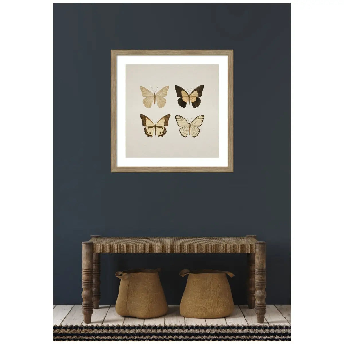 Framed Art - Vintage Style Butterflies in Neutral Tones - kateandlaurel