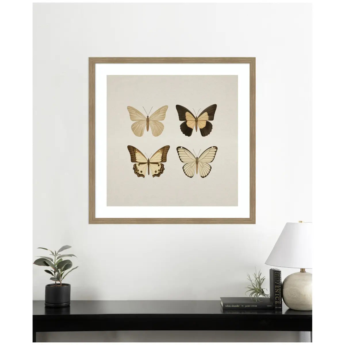 Framed Art - Vintage Style Butterflies in Neutral Tones - kateandlaurel